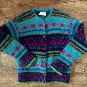 Vintage 80s United Colors Of Benetton Mohair Cardigan Made In Italy Size 46